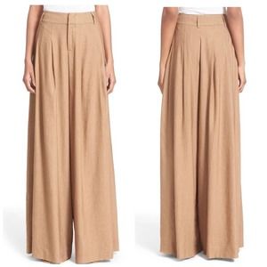 NEW Alice + Olivia Scarlet Wide Leg Linen Pants in Tan Size 2